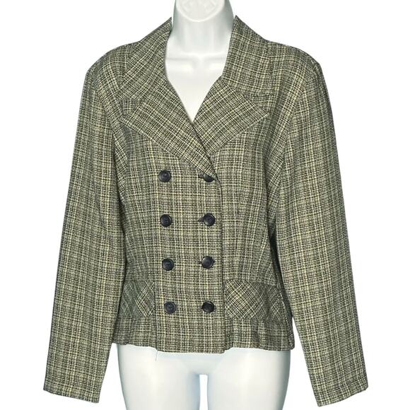 Vintage 80s LA BELLE Tweed Skirt Suit Size 9 Double Breasted Jacket Retro Career - Picture 2 of 11
